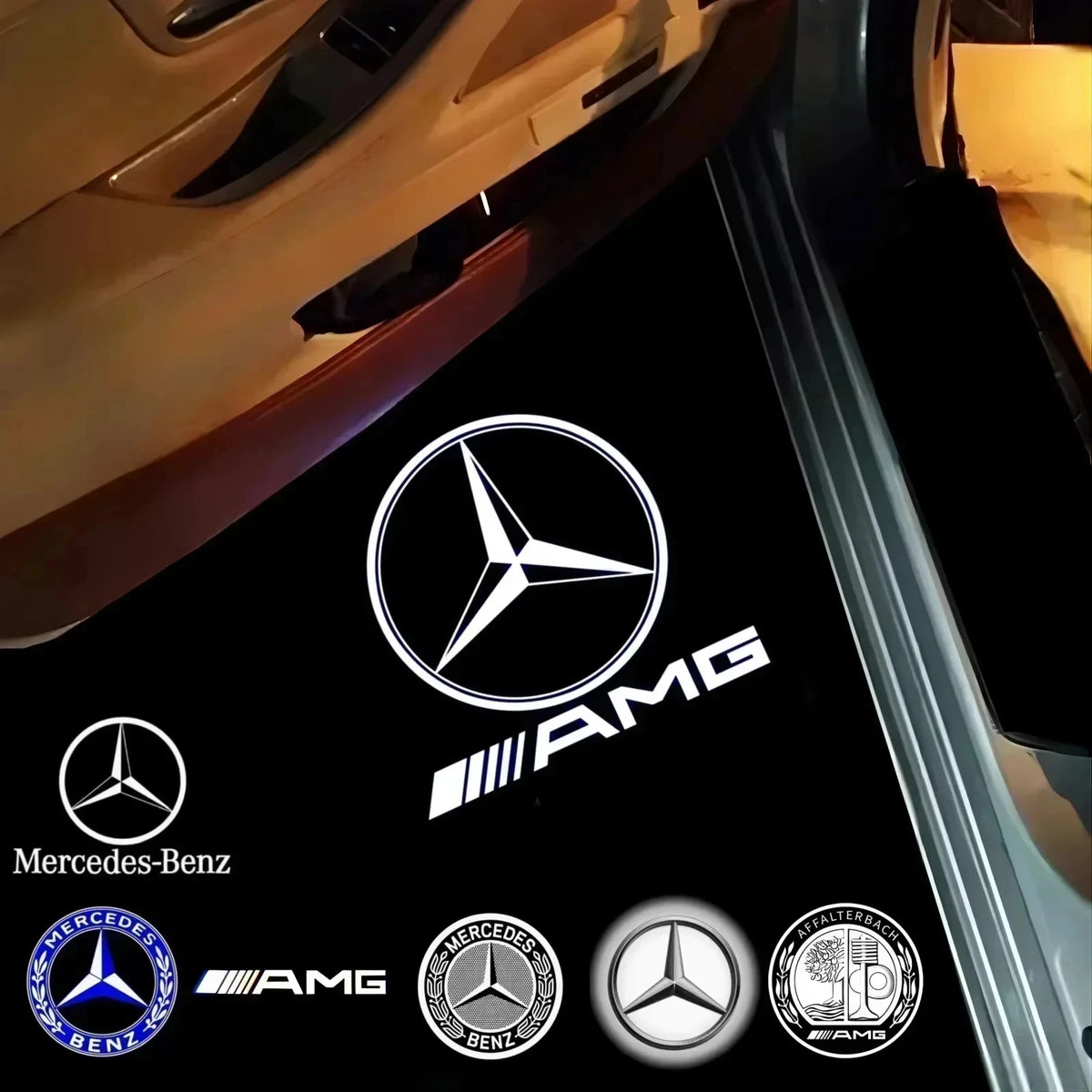 For Mercedes Benz Amg A B 2PCS Door Projector Lamps C M Ml Gla