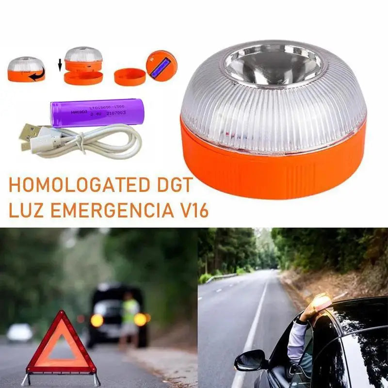 One spanish-made Emergency V16 Certified White Yellow Flashing