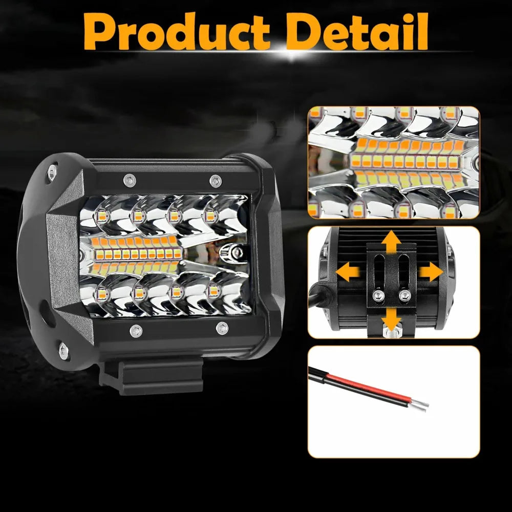 For Auto 4X4 ATV Hynbyzj Inch 120W Work 12V 24V Modes Fog Driving