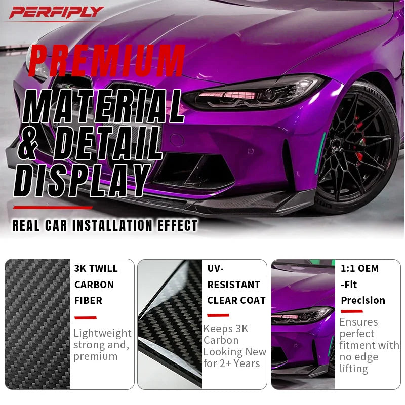 For BMW G80 G81 G82 G83 Real Dry Carbon Fiber Front Lip Splitter