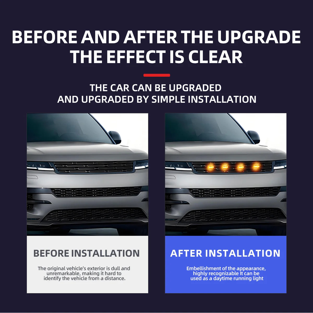 4IN1 Front Grille Daytime Running RGB APP Control Central