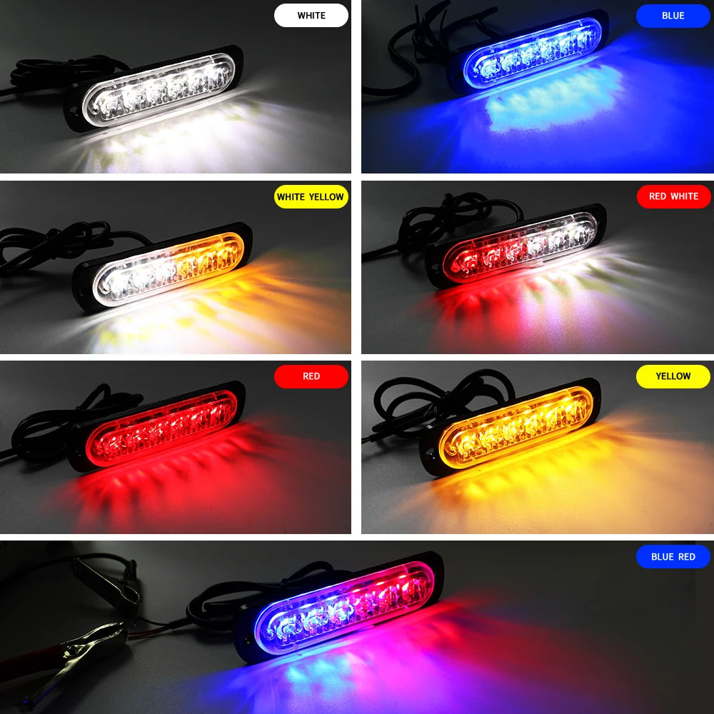 4PCS 6LED Strobe Side Warning Grille Flashing Lightbars Cars