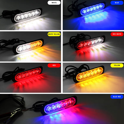 4PCS 6LED Strobe Side Warning Grille Flashing Lightbars Cars