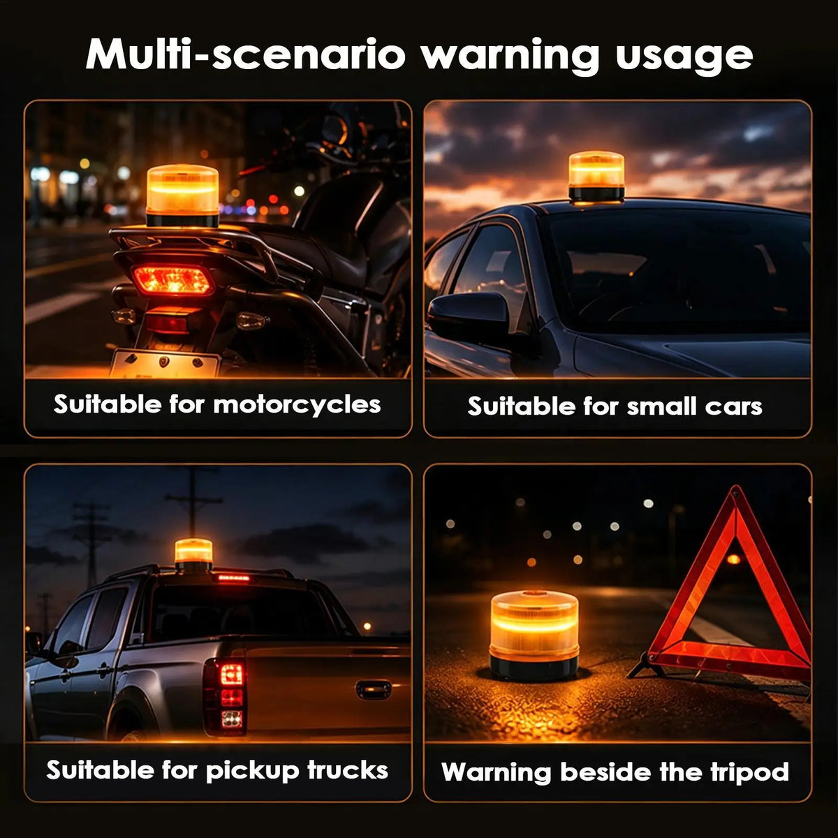 Beacon Amber Flashing Magnetic Base Strobe Truck Motorcycle