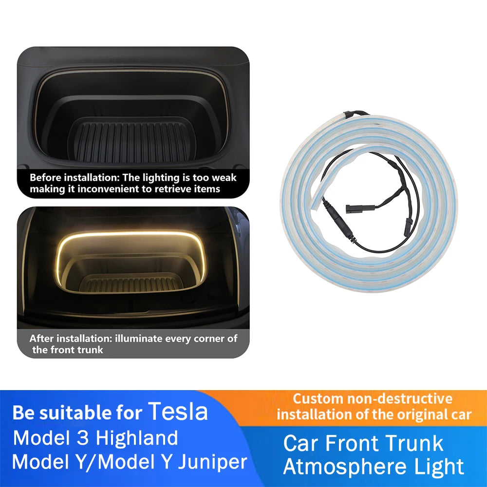 For Tesla Model 3 Highland 2024 Frunk Strip Front Trunk Ambient