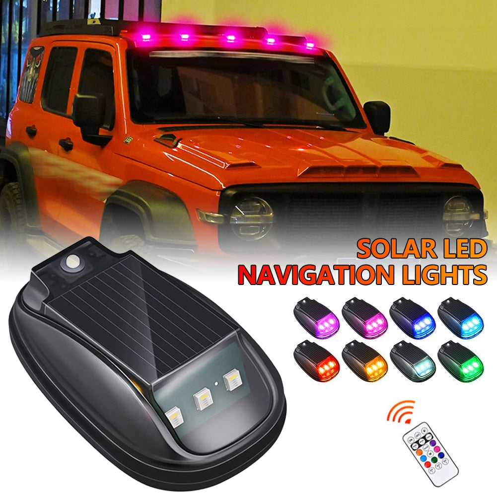 Roof RGB Solar Powered Flashing Strobe Remote Control