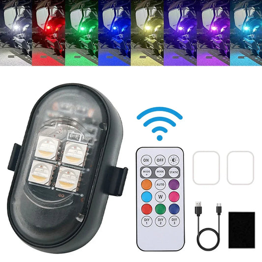 1-8pcs USB Rechargeable Waterproof Motorcycle Drone Warning