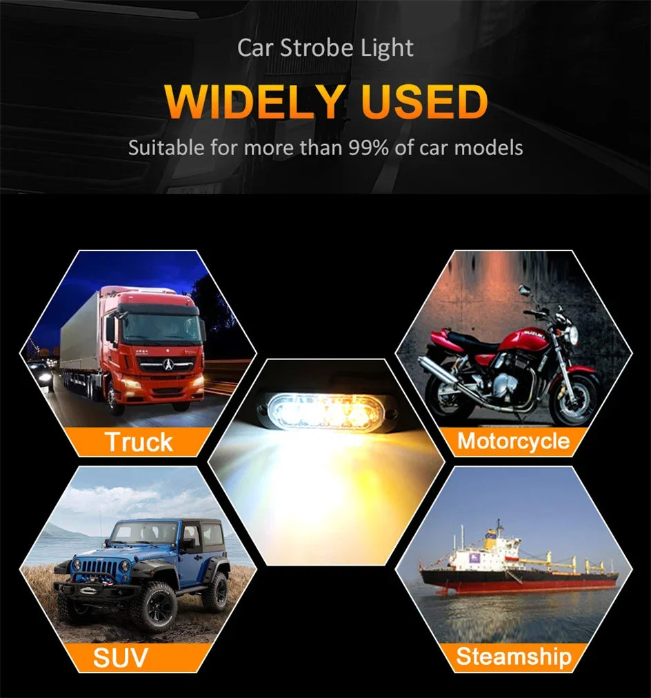 12v-24v 4LED Grill Strobe Warning Truck Flashing Emergency