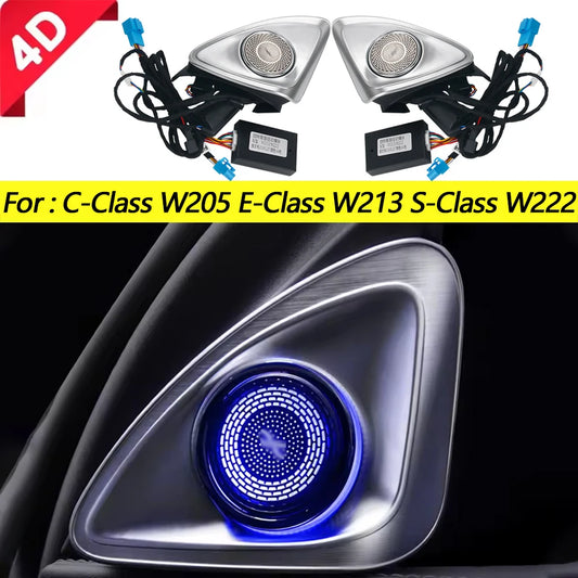 4D Rotating Tweeter Speaker 3/7/64Color Car Treble Horn Tuning For Mercedes Benz W205 W213 W222 C/E/S-Class Loudspeaker 