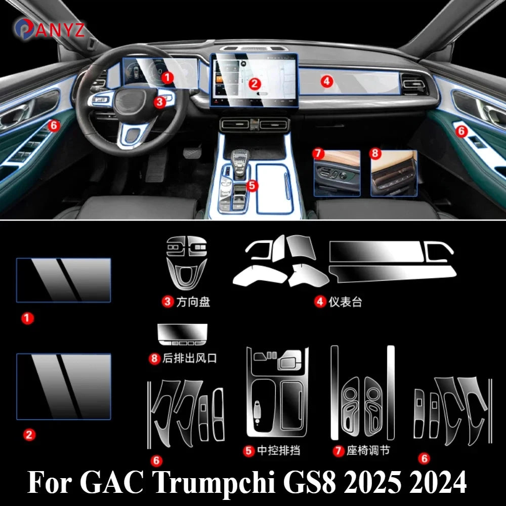 For Gac Trumpchi GS8 2025 2024 Interior Film Transparent Tpu