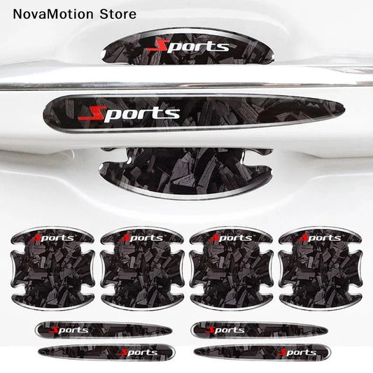 8PCS Door Handle anti-scratch Sticker Carbon Fibre Bowl Protector