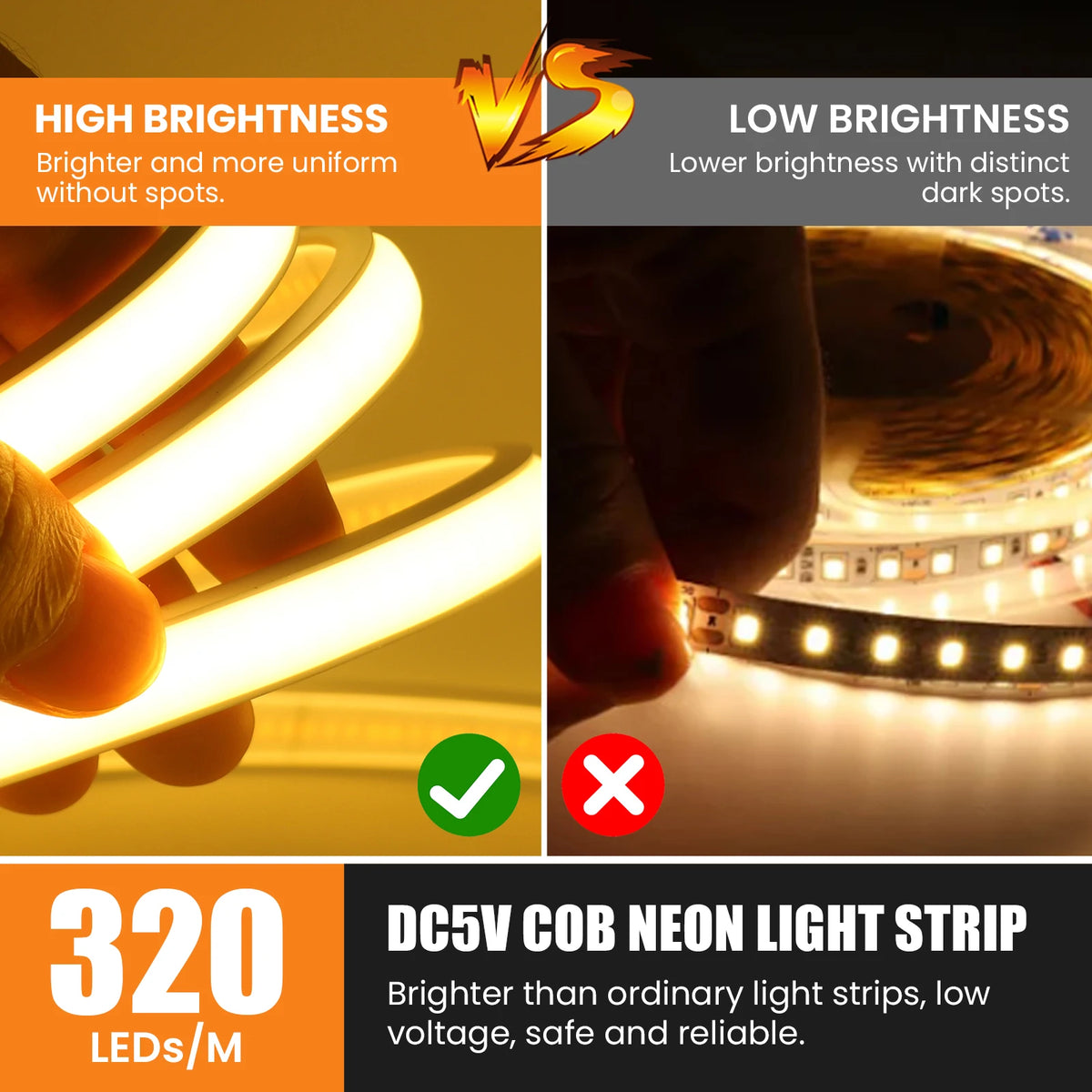 For Decor 5V USB Cob Strip On Off Touch Dimmer 3keys