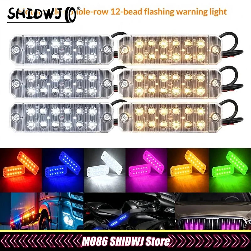 12-35v Truck Side Marker Double Row 12 Smd Strobe