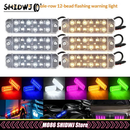 12-35v Truck Side Marker Double Row 12 Smd Strobe