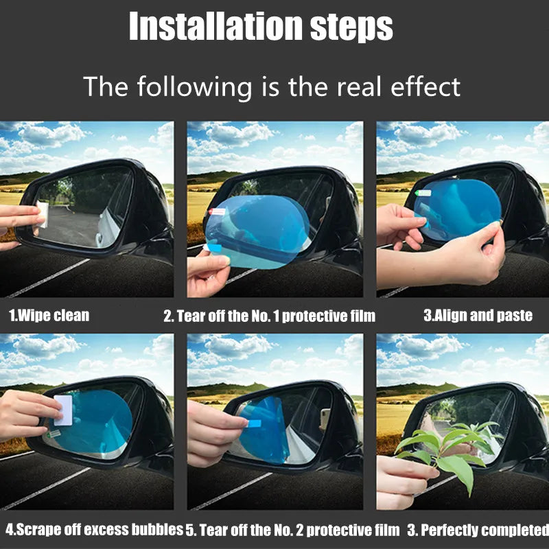 2-8pc Rearview Mirror Protective Film Side Windows Sticker Anti
