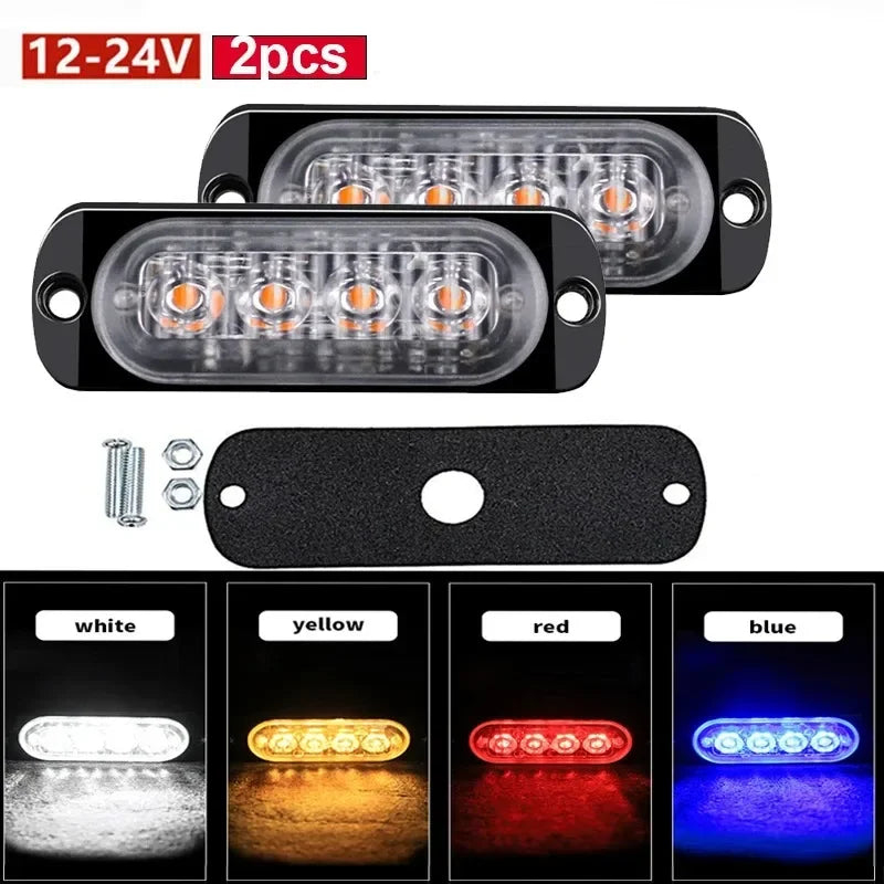 2PCS Warning Side Marker 12 24V Emergency Leds Truck
