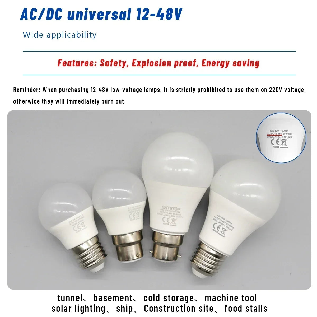 For Outdoor Lighting 4-20pcs Bulb E27 Ac Dc 12V 24V 48V Lampada