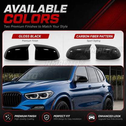 For BMW X3 X4 X5 X6 Gloss Black Horn Mirror Cover Replacement X7