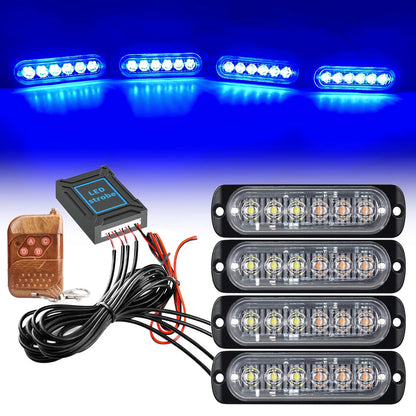 Set Blue Strobe Grille Emergency Flashing Signal Red Yellow
