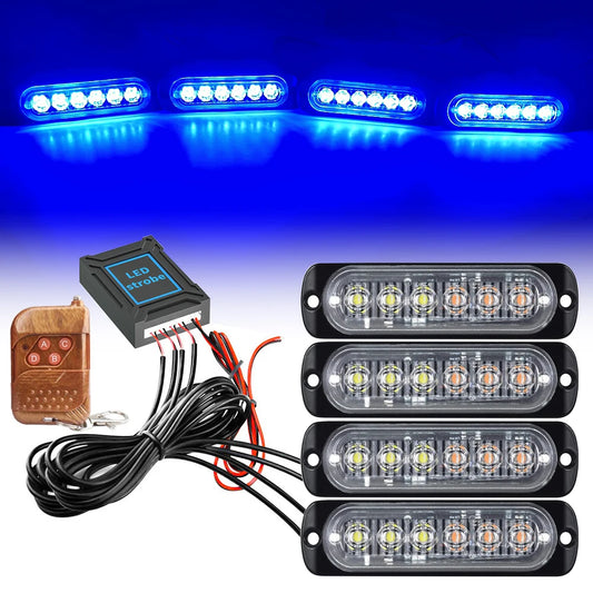 Set Blue Strobe Grille Emergency Flashing Signal Red Yellow