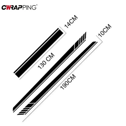 For BMW Mazda 2PCS Stickers Engine Hood Waist Sides Vinyl Wrap