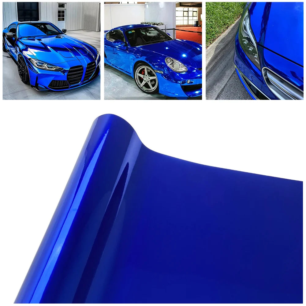 Blue Chrome Vinyl Wrap Film Waterproof Air Bubble Self