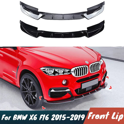 For BMW X6 F16 M Sport 2015-2019 3PCS Set Front Bumper Lip Chin