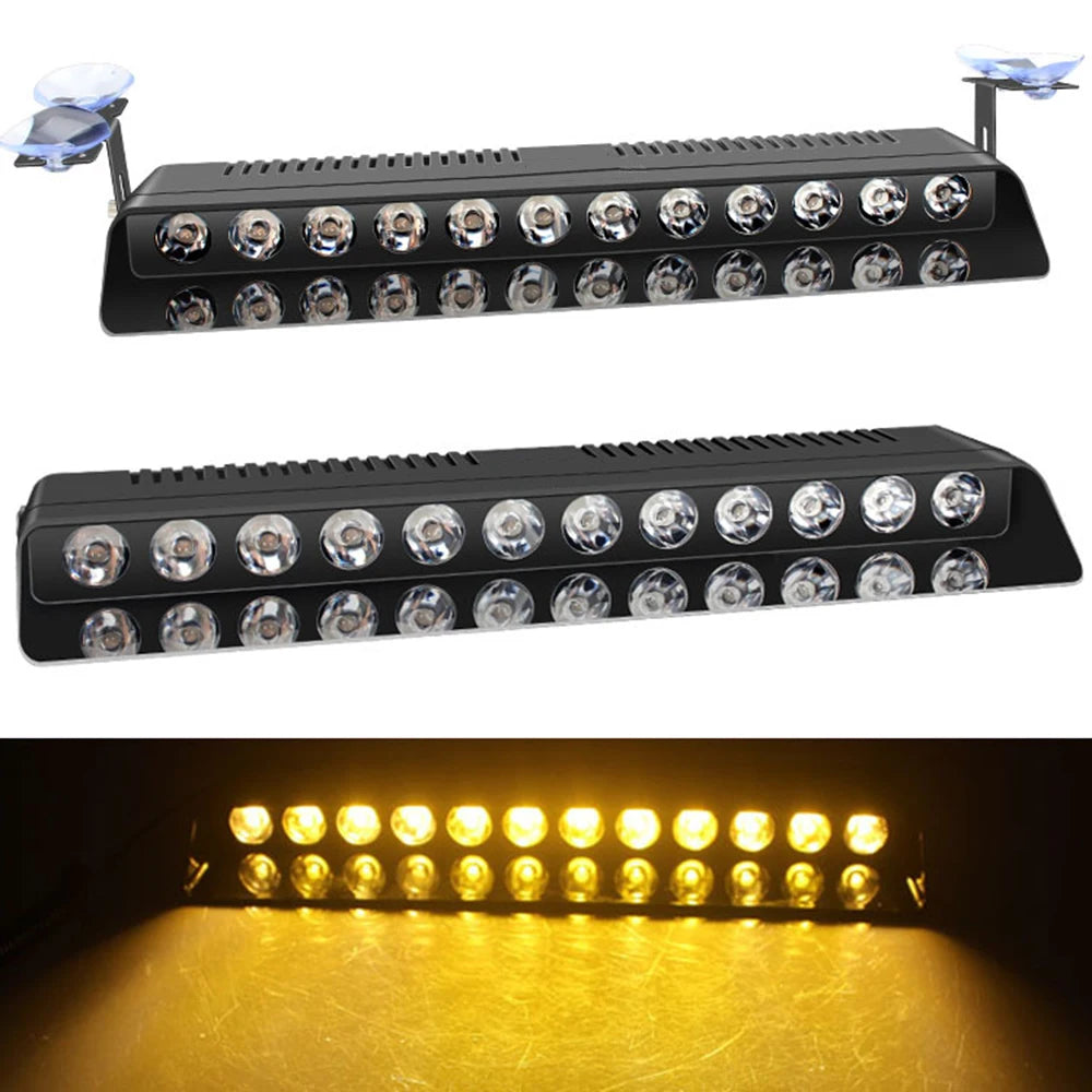 For 4" 2PCS Amber White 12LED Traffic Advisor Dash Strobe Bars