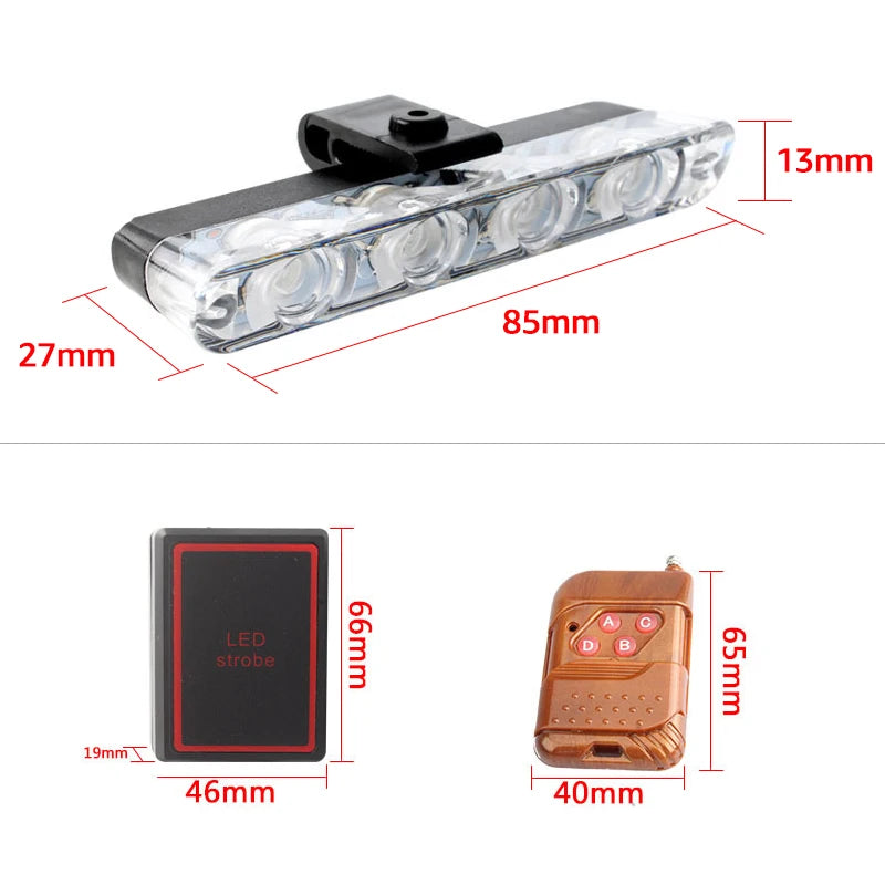 12V Red Blue Emergency Flash Signal IN1 Grille Assembly