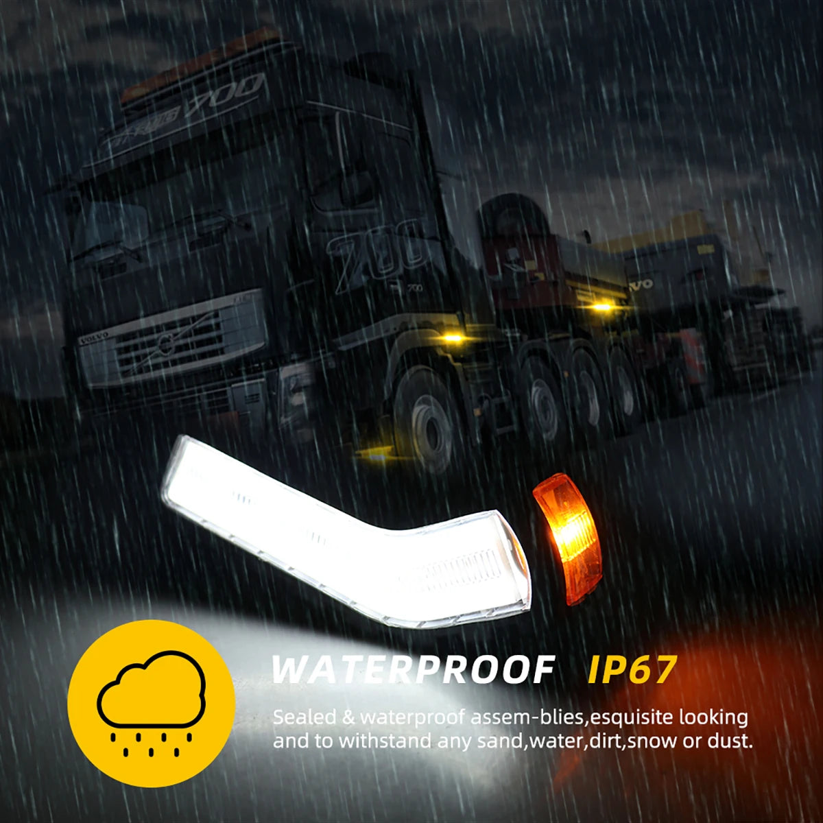 2PCS Truck Assembly Side Warning Flashing Indicator Taillights
