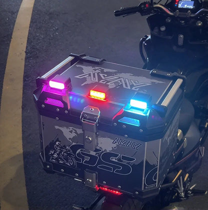 For Motorcycle Top Box Side Case Solar Warning Flashing Mode