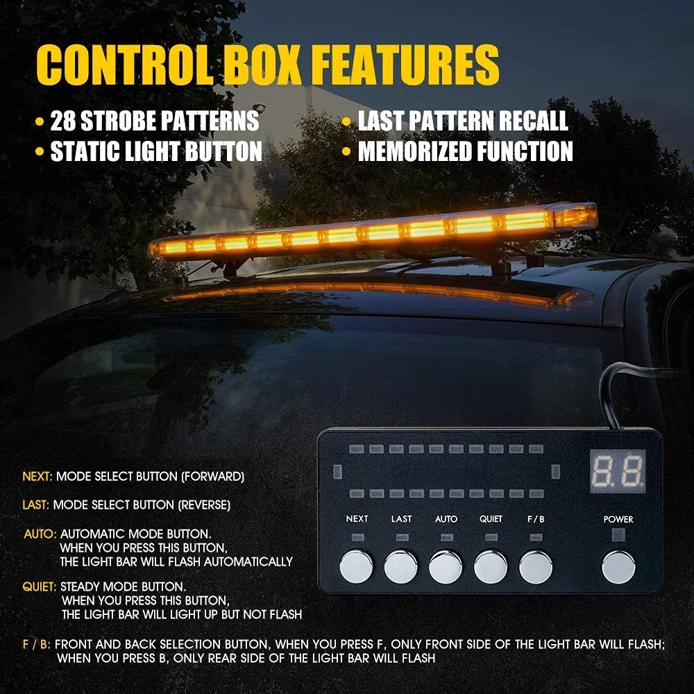 For 12V 48 Inch Rooftop Strobe Bar Trucks Pickcup Control Panel