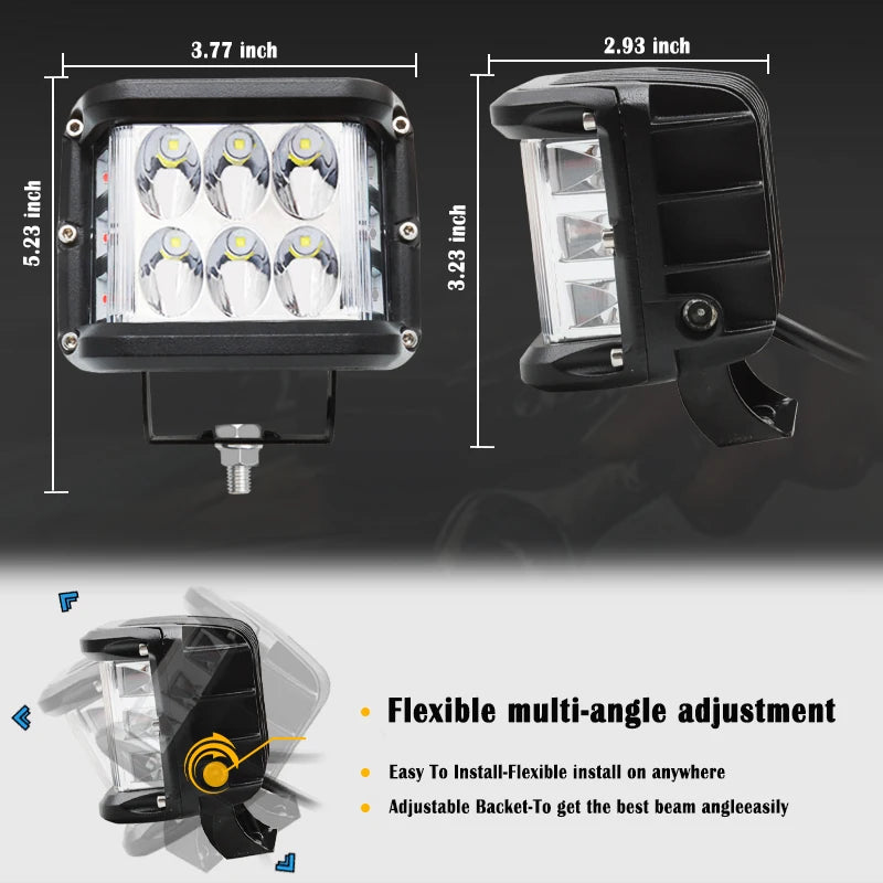 4inch Work 60W Side Shooter Pods Combo Off Road