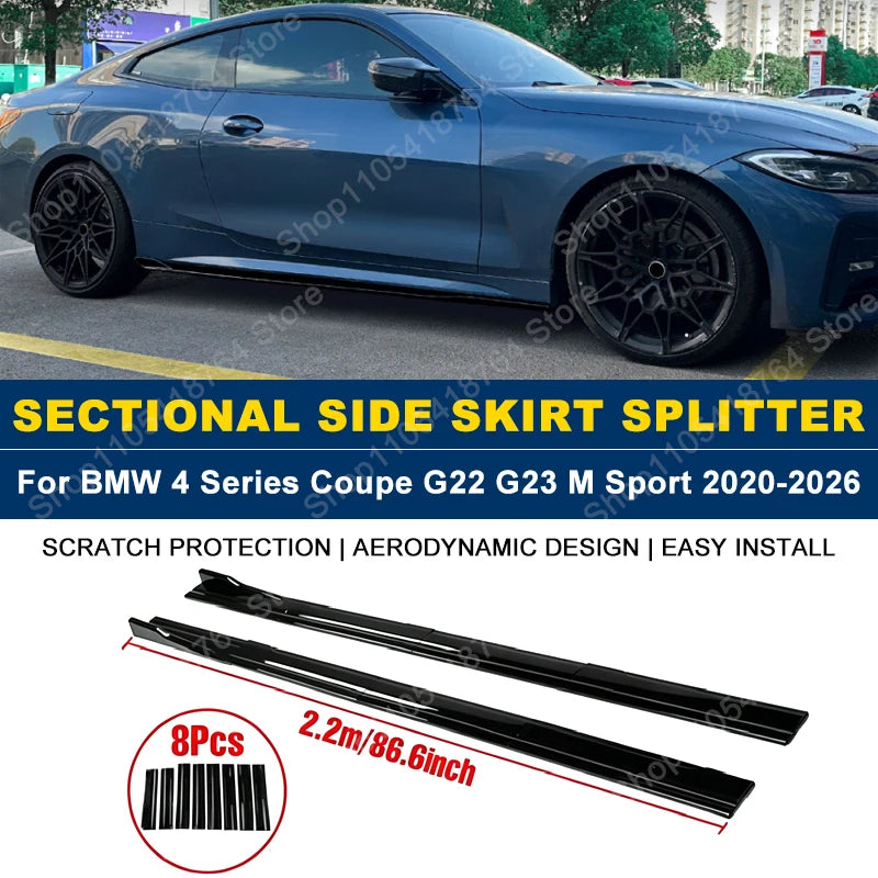 For BMW 4 Series Coupe G22 2.2m 86.6 Side Skirts Extension