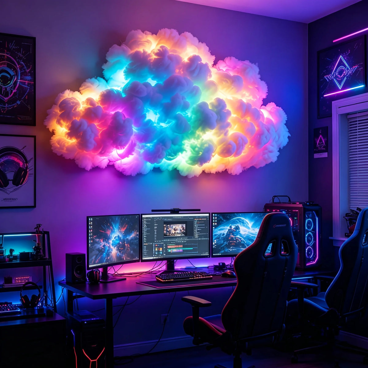 For Game Room 3D Thunder Cloud Night Music Sync Mode RGB Strip