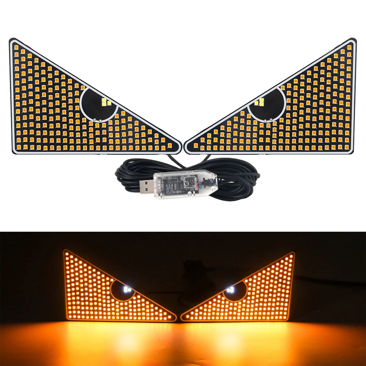LED Decorative Light Panel For Cars Trucks & Vans Cartoon Eye Face Warning Strobe Light Anti-Collision Pattern Brake Tai