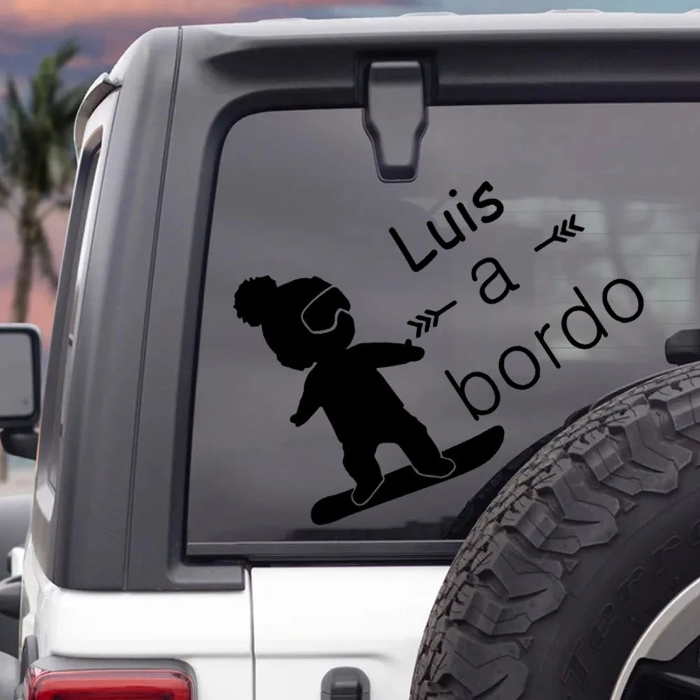 1PC Custom Spanish Name Stickers Beb A Bordo Vinyl