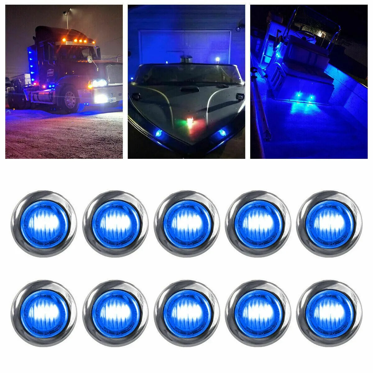 50PCS Inch MINI Round Trailer Side Marker Indicator Trucks