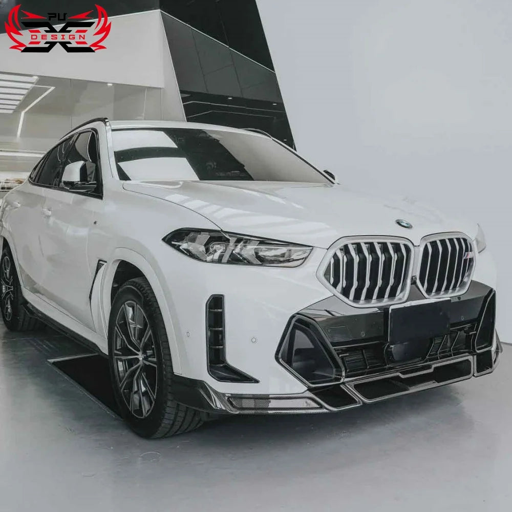 For BMW X6 G06 Lci 2023-2024 Fd Carbon Fiber Front Bumper Lip