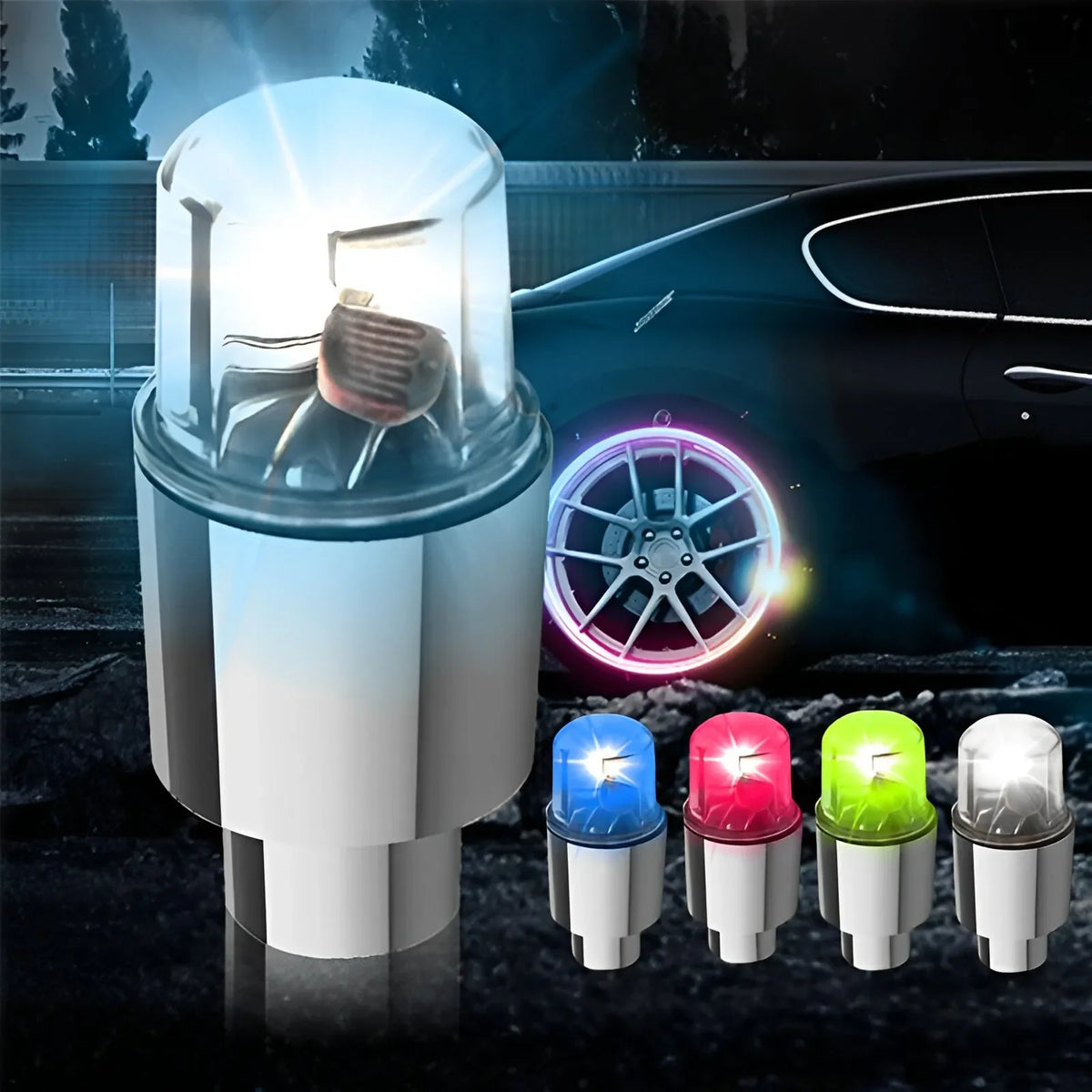 4PCS Hub Ambient Bicycle Tire Neon Valve Cover Colorful