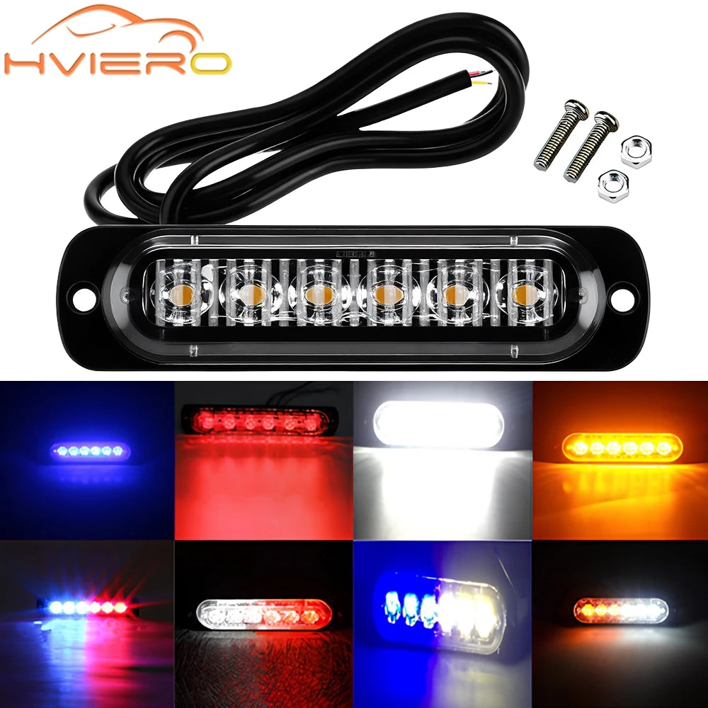 12v-24v 6leds Warning Strobe Grille Flashing Lightbar Beacon