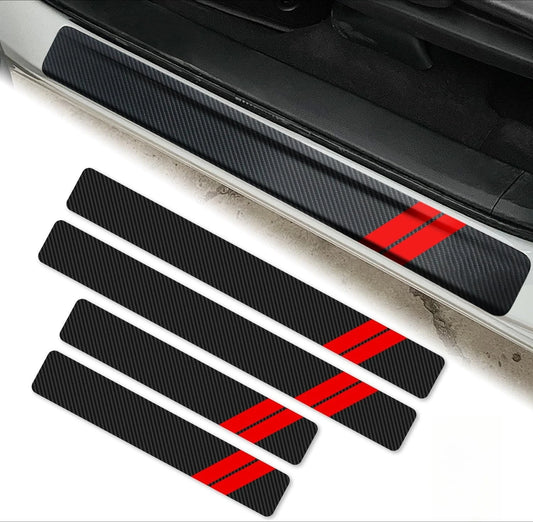 4PCS Fiber Leather Door Sill Welcome Pedal Protector Guard
