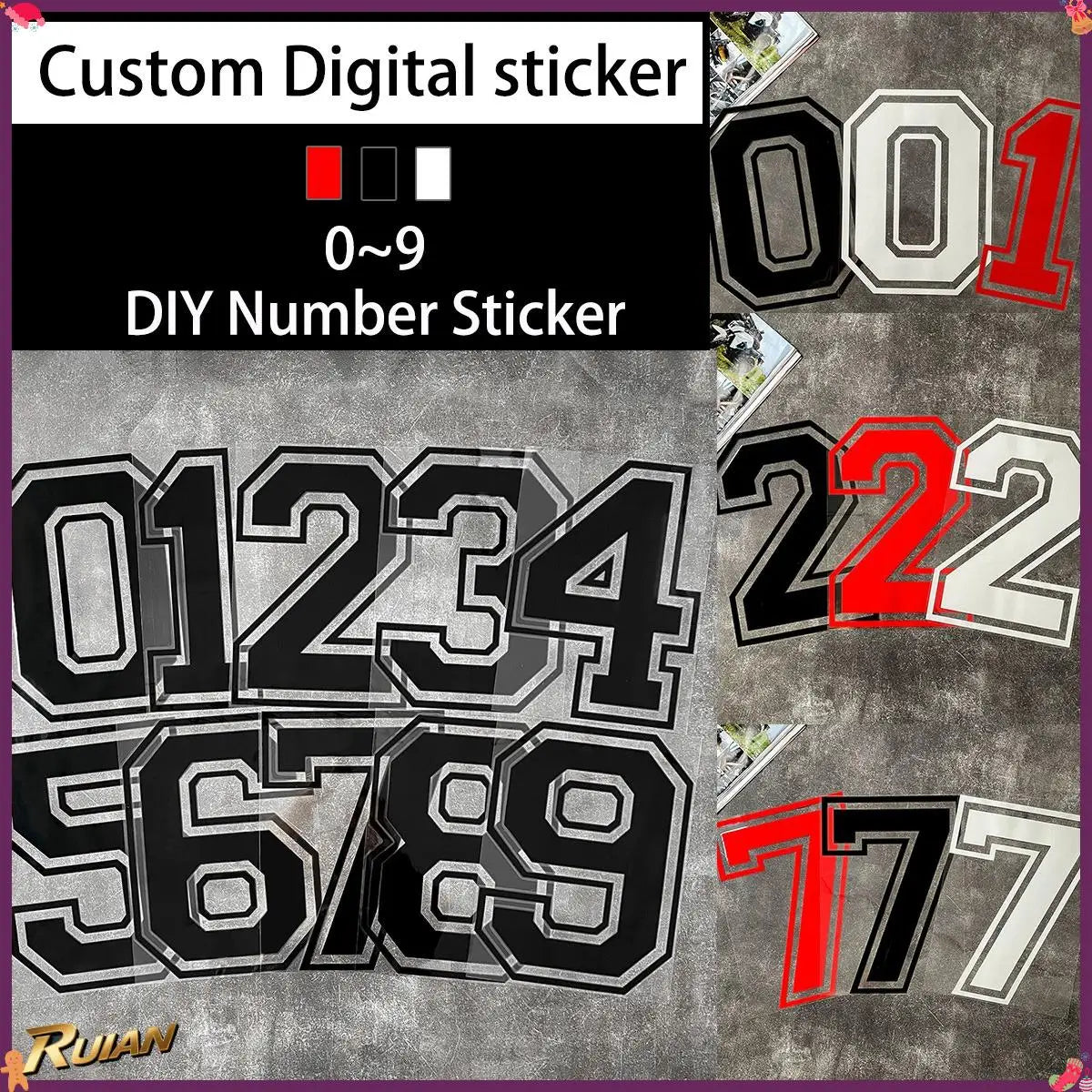 Racing Number Stickers Waterproof Uv Resistant Vinyl Decals