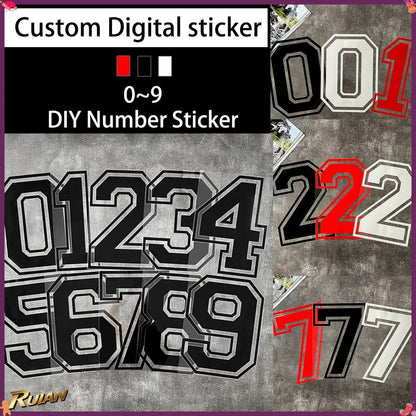 Racing Number Stickers Waterproof Uv Resistant Vinyl Decals