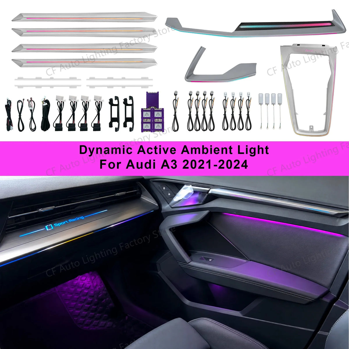 For Audi A3L 2021-2024 Dashboard Air Cf Ambient Interior