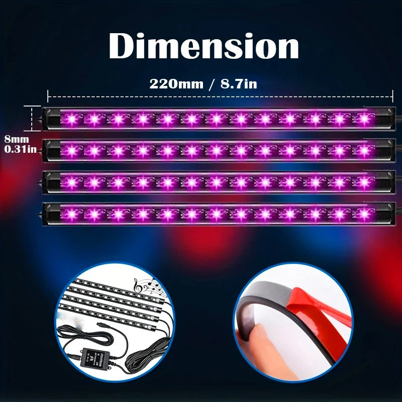 For Enhanced Ambiance，Christmas 4PCS Interior Lighting kit-rgb