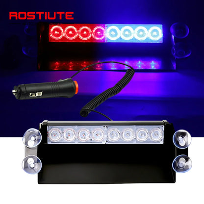 12V 8LED Strobe Warning Flashing Stroboscopes Suction Cup Plug