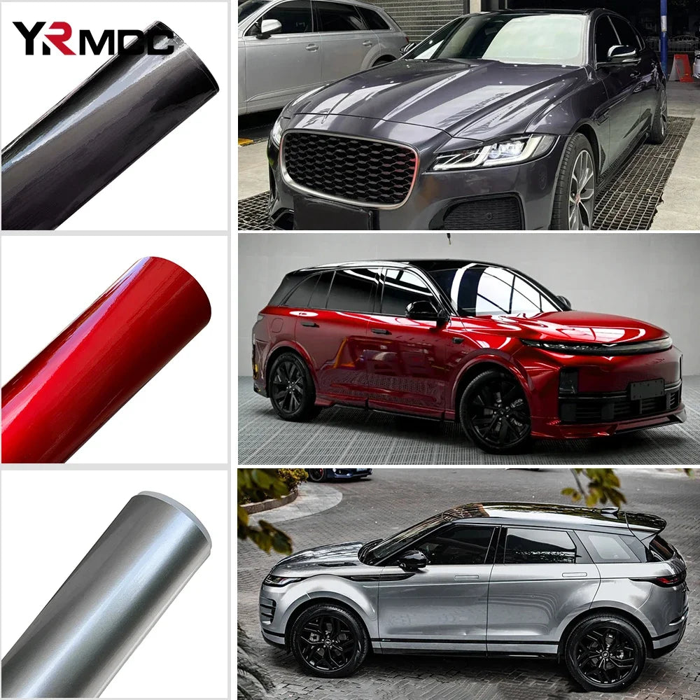 Stickers Self Adhesive Glossy Films Gray Silver Red Wrap