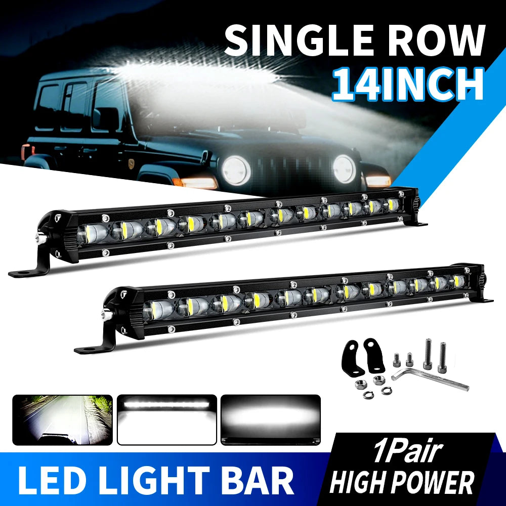 For Off-Road Vehicles 14 Inch LED ultra-thin 6D Lens Bar Truck