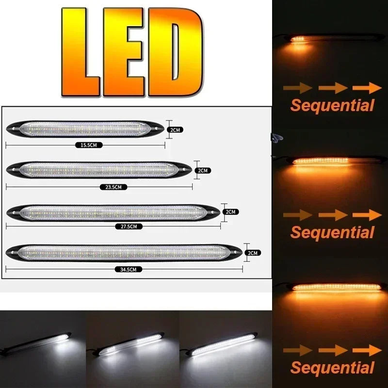 Daytime Running Waterproof Sequential Flow Turn Signal Drl